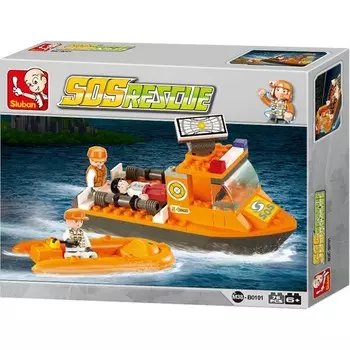 Конструктор пластиковый Sluban Катер береговой охраны, 78 деталей