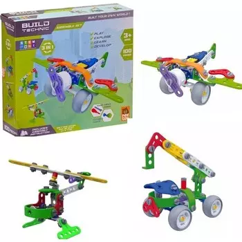 Конструктор пластиковый Sole 3-в-1 Строительный технический набор, 100 блоков