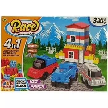 Конструктор пластиковый Sole Автомобили и дом, 100 деталей