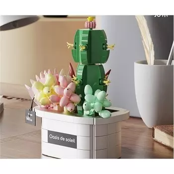 Конструктор пластиковый Ty7i Букет в горшочке, розовый / желтый / зеленый