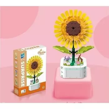 Конструктор пластиковый Ty7I Подсолнечник в вазе, 117 деталей