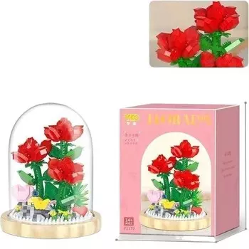 Конструктор пластиковый Ty7I Розы в колбе, 1170 деталей