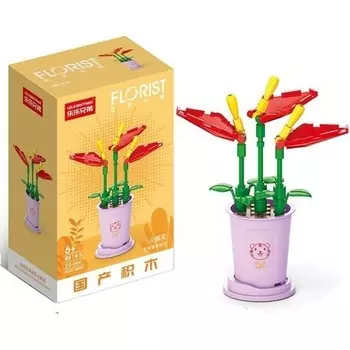 Конструктор пластиковый Ywxlight Цветы в вазе, 29 деталей