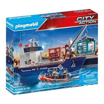 Конструктор Playmobil 70769 Большой контейнеровоз с катером таможенников