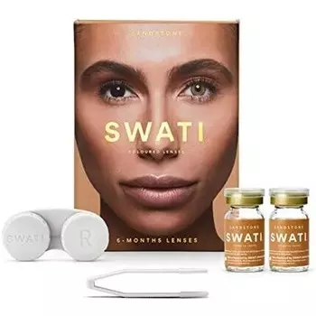 Контактные линзы SWATI Cosmetics коричневого цвета из песчаника, 0,0 диоптрий, кривая основания 8,7 мм, диаметр 14,20 мм — упаковка из 2 шт.