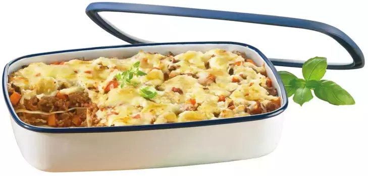 Контейнер для хранения пищевых продуктов из меда, (1 шт.), термостойкий до 400°C, форма для духовки, с крышкой, глубокий Honeyware 22х6х29 см, белый