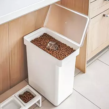 Контейнер для корма Yamazaki для домашних животных, белый, 25 л, коробка для сухого корма для собак и кошек до 12 кг.