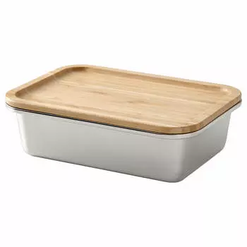 Контейнер для продуктов Ikea 365+ с крышкой 1.0 л, бежевый/серый