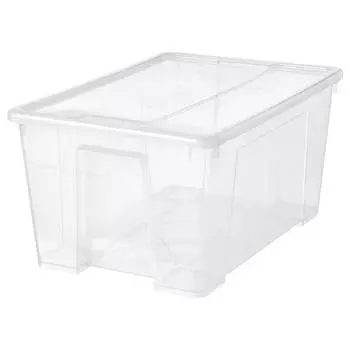 Контейнер с крышкой Ikea Samla 57x39/45л, прозрачный
