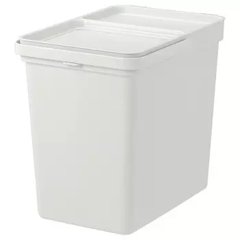 Контейнер с крышкой, светло-серый, 22 л, HLLBAR IKEA