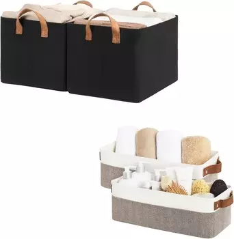Контейнеры для хранения Works, тканевые контейнеры для полок, очень большие корзины для хранения с изображением продукта Узкие контейнеры для хранения, маленькие корзины для организации вещей StorageWorks