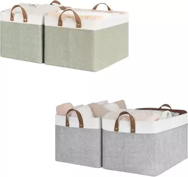 Контейнеры для хранения Works, тканевые контейнеры для полок, очень большие корзины для хранения с металлическим каркасом, шкафные корзины и контейнеры с ручками StorageWorks