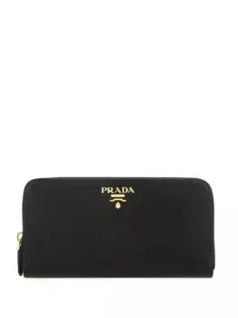 Континентальный кошелек с круговой молнией Prada, черный