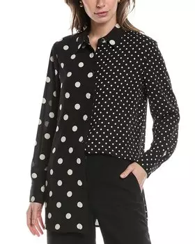 Контрастная блузка Anne Klein, черный
