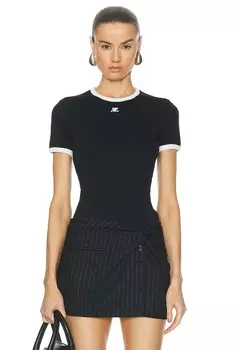Контрастная футболка Reedition Courreges, цвет Black & Heritage Black