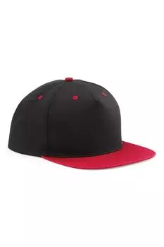 Контрастная кепка Snapback с 5 панелями Beechfield, черный