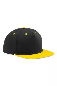 Контрастная кепка Snapback с 5 панелями Beechfield, черный