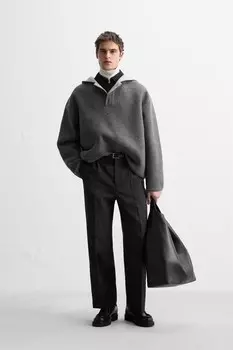 Контрастная куртка с капюшоном и карманом ZARA, серый