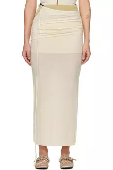 Контрастная отделка макси-юбка Open Yy, цвет cream
