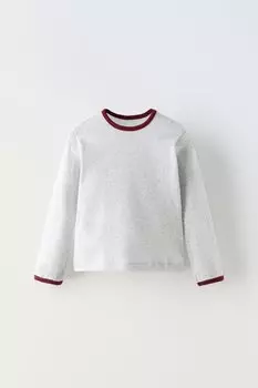 Контрастная открытая трикотажная футболка ZARA, серый мергель