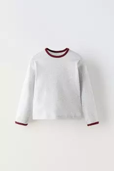 Контрастная открытая трикотажная футболка ZARA, серый мергель