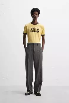 Контрастная рубчатая футболка x harry lambert ZARA, цвет mustard