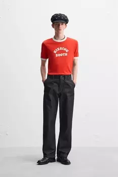 Контрастная рубчатая футболка x harry lambert ZARA, красный