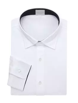 Контрастная спортивная рубашка из трикотажного джерси Samuelsohn, белый