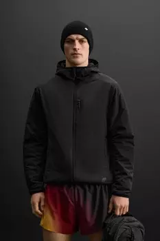 Контрастная стеганая куртка ZARA, черный