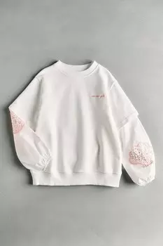 Контрастная толстовка с нашивками - sea ny ZARA, белый