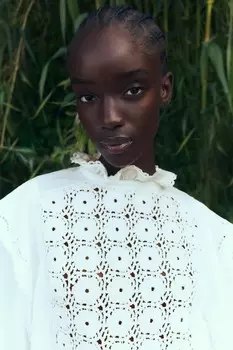 Контрастная трикотажная блузка ZARA, экрю