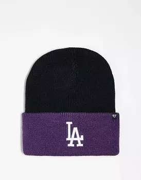 Контрастная вязаная шапка LA Dodgers сливового цвета 47 Brand