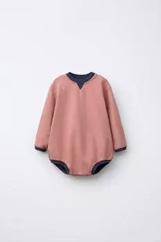 Контрастное махровое боди ZARA, розовый