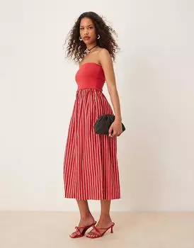 Контрастное платье-бандо миди от Nobody's Child Felicity в розовую полоску