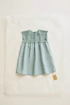 Контрастное платье крючком ZARA, цвет морской волны