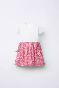 Контрастное платье с карманами ZARA, розовый