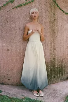 Контрастное платье с тай-дай ZARA, цвет printed