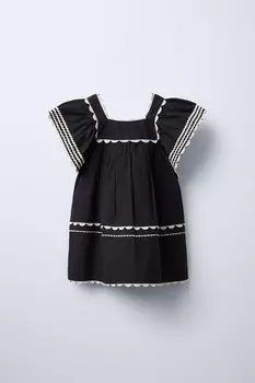 Контрастное платье с волной ZARA, черный