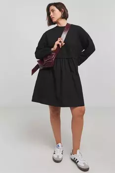 Контрастное платье свитшот из 100% хлопка Simply Be, черный