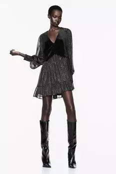 Контрастное платье-жилет ZARA, черное золото