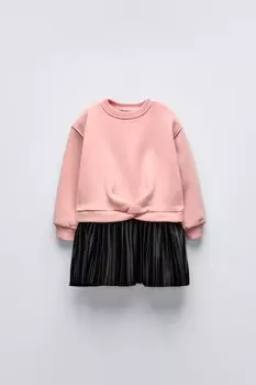 Контрастное узловое платье ZARA, розовый