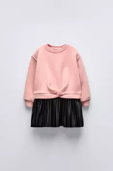 Контрастное узловое платье ZARA, розовый