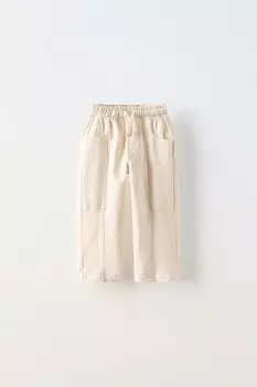 Контрастные большие брюки olita ZARA, экрю