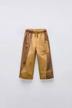 Контрастные брюки ZARA, цвет caramel