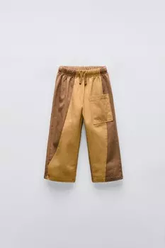 Контрастные брюки ZARA, цвет caramel