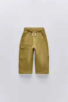 Контрастные брюки ZARA, цвет oil