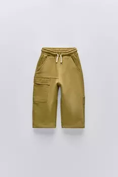 Контрастные брюки ZARA, цвет oil