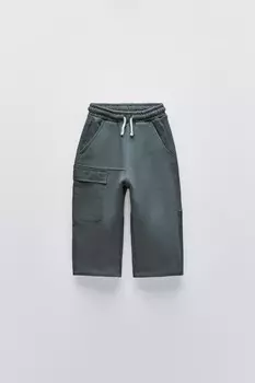 Контрастные брюки ZARA, синий/стальной