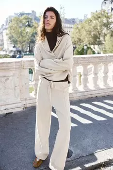 Контрастные брюки ZARA, средний кэмел