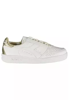 Контрастные кроссовки из белой ткани с кружевом Diadora, белый